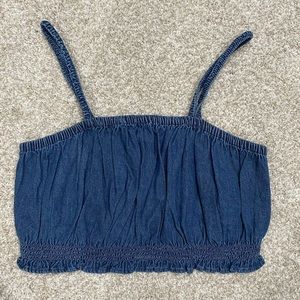 Smocked Denim Crop Top (AmericanEagle) (Small) NEW